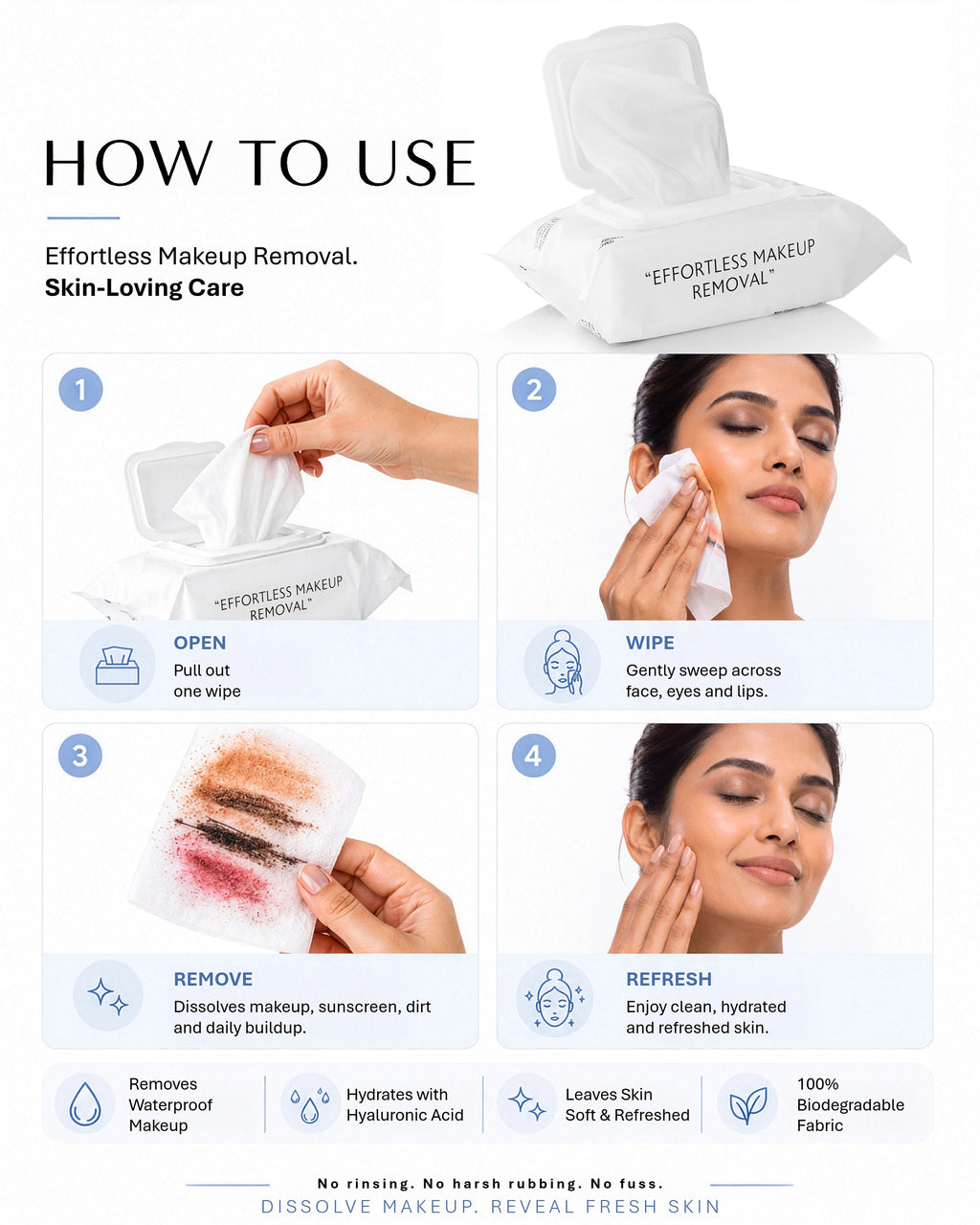 Eldelie Hyaluronic Acid Micellar Makeup Removal Wipes