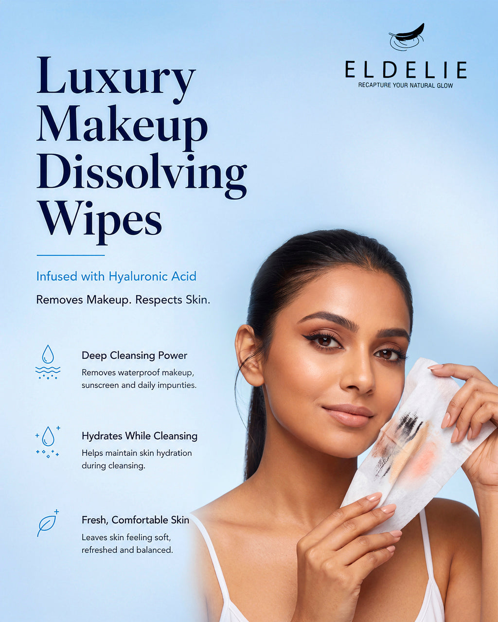 Eldelie Hyaluronic Acid Micellar Makeup Removal Wipes